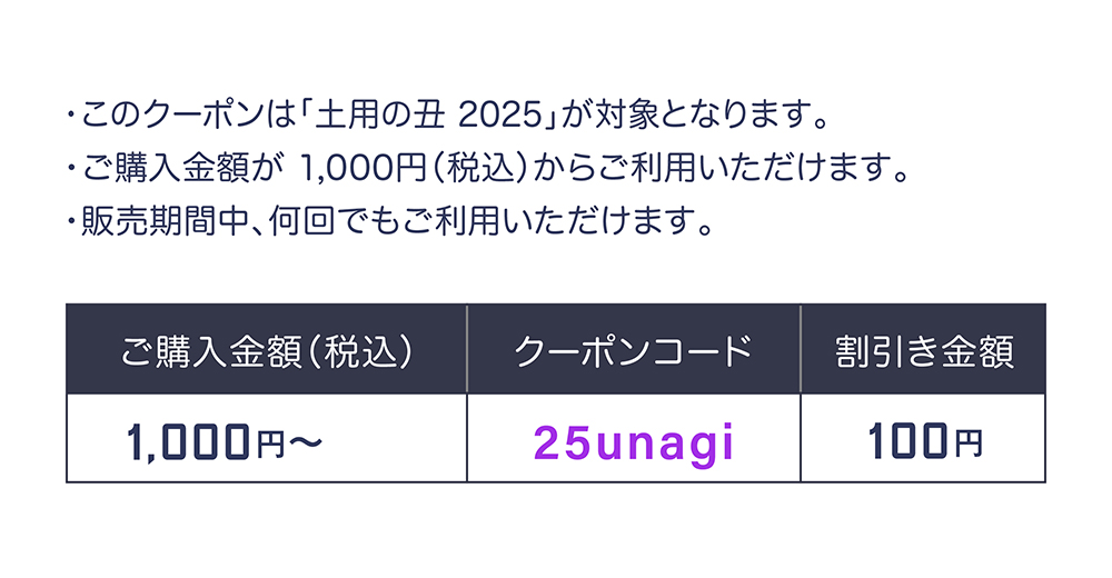 土用の丑2025クーポン説明