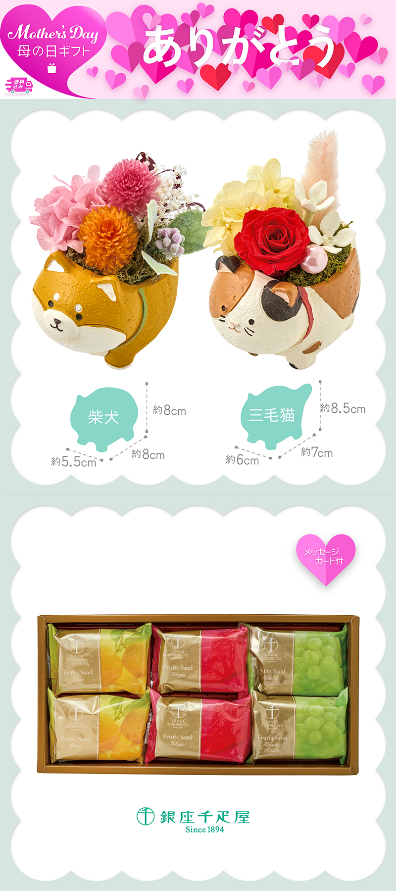 母の日 アニマルプリザと「銀座千疋屋」銀座フルーツサンド