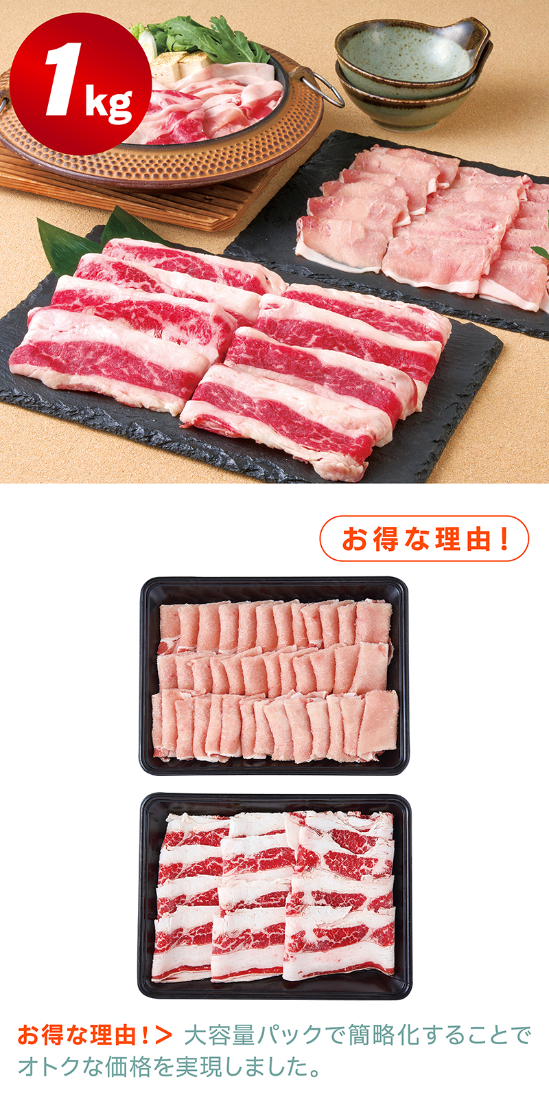 国産牛と豚のすき焼き用セット