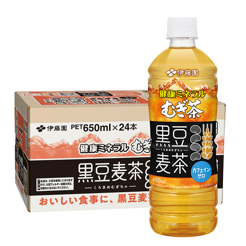 健康ミネラルむぎ茶黒豆麦茶 650ml ケース